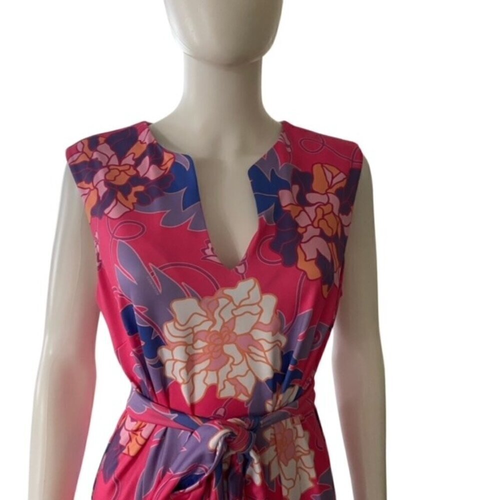 Rulon Reed Pink Floral Sleeveless Maxi Dress Large - Picture 5 of 6